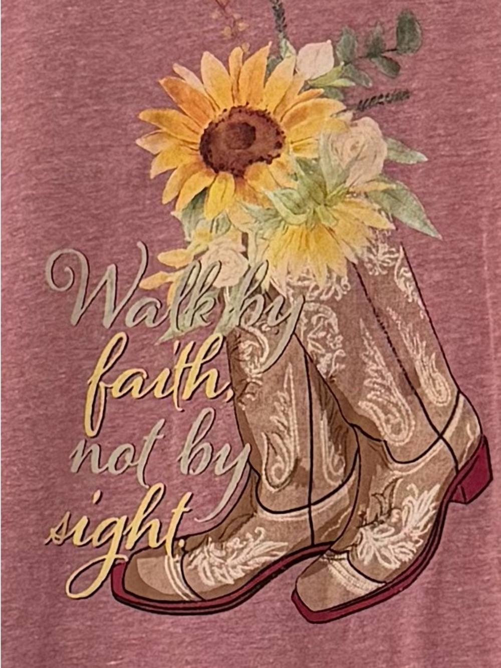 Lincoln Outfitters Sunflower Cowboy Boots Graphic Tee Walk By Faith Christian